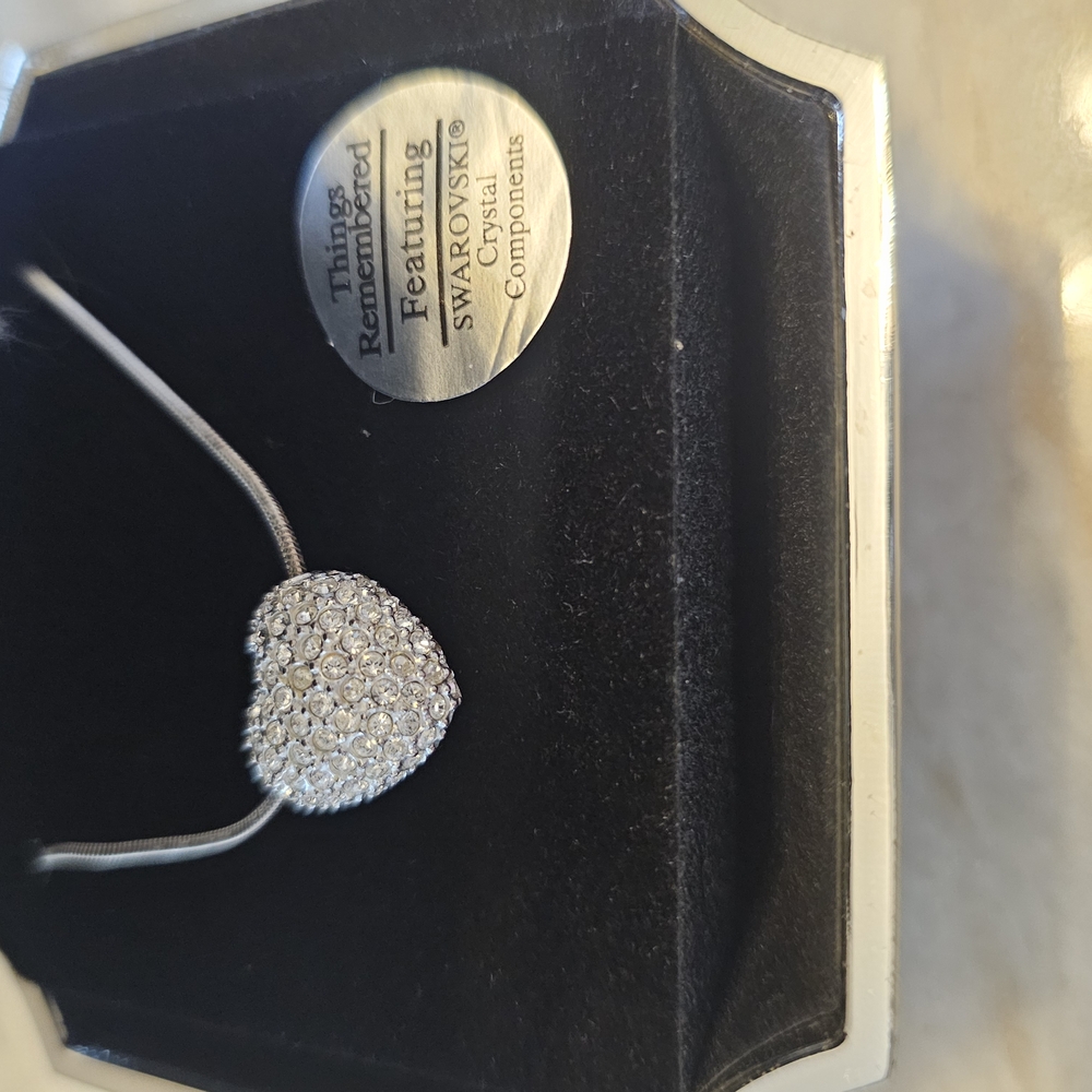 Swarovski Crystal Heart Necklace - Silver
